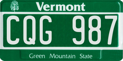 VT license plate CQG987
