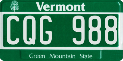 VT license plate CQG988