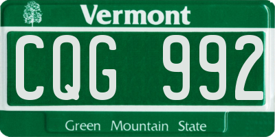 VT license plate CQG992