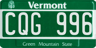 VT license plate CQG996