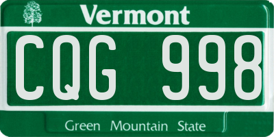 VT license plate CQG998