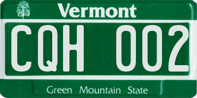 VT license plate CQH002