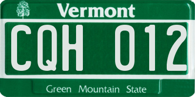 VT license plate CQH012