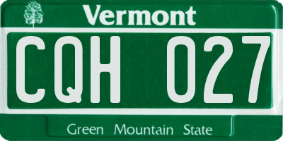 VT license plate CQH027