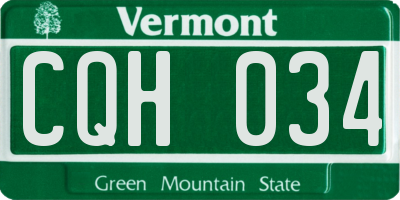VT license plate CQH034