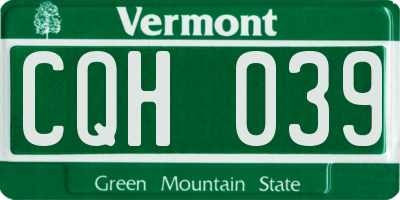 VT license plate CQH039