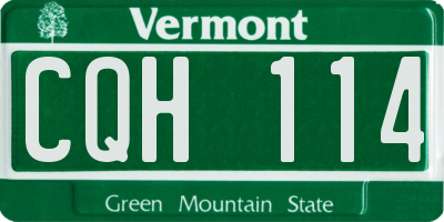VT license plate CQH114