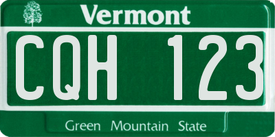 VT license plate CQH123