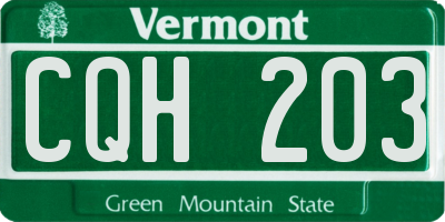 VT license plate CQH203