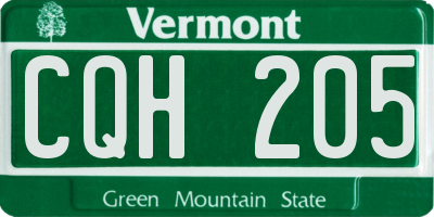 VT license plate CQH205
