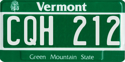 VT license plate CQH212