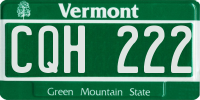 VT license plate CQH222