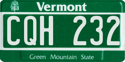 VT license plate CQH232