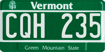 VT license plate CQH235