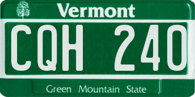 VT license plate CQH240