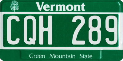 VT license plate CQH289