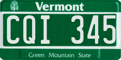 VT license plate CQI345