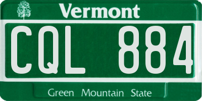 VT license plate CQL884