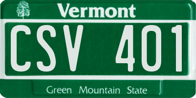 VT license plate CSV401