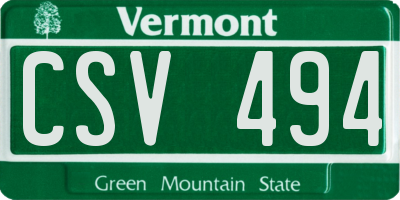VT license plate CSV494