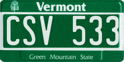 VT license plate CSV533