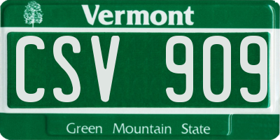 VT license plate CSV909