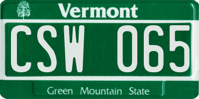 VT license plate CSW065
