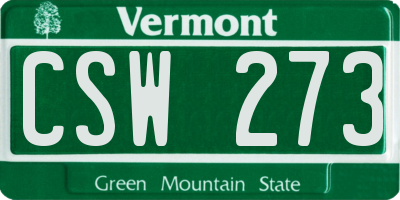 VT license plate CSW273
