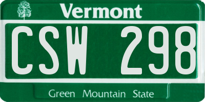 VT license plate CSW298