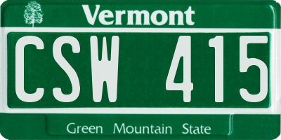 VT license plate CSW415
