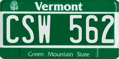 VT license plate CSW562