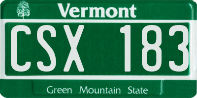 VT license plate CSX183