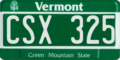 VT license plate CSX325