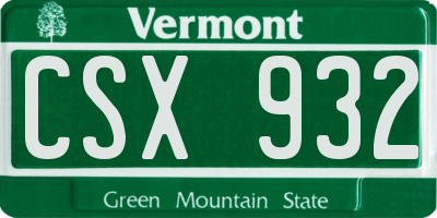 VT license plate CSX932