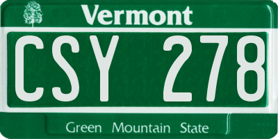 VT license plate CSY278