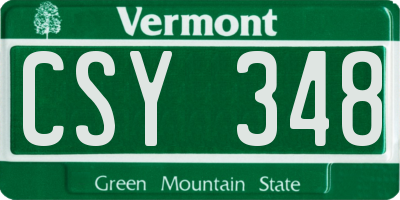 VT license plate CSY348