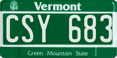 VT license plate CSY683