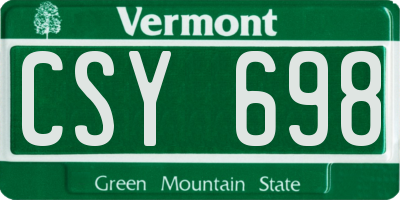 VT license plate CSY698