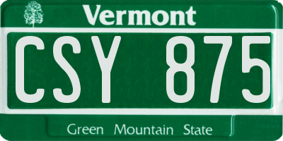 VT license plate CSY875