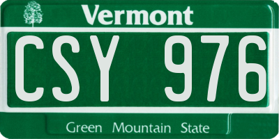 VT license plate CSY976