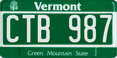 VT license plate CTB987