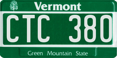 VT license plate CTC380