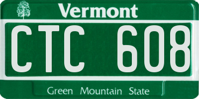 VT license plate CTC608