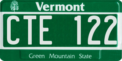 VT license plate CTE122