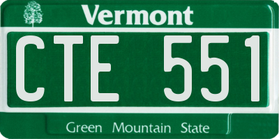 VT license plate CTE551