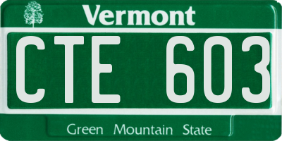 VT license plate CTE603