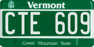 VT license plate CTE609