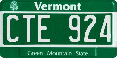 VT license plate CTE924