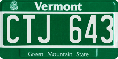 VT license plate CTJ643