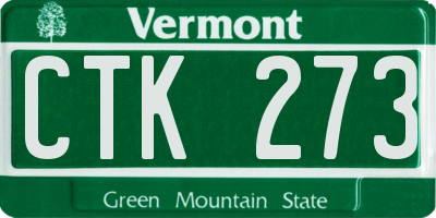 VT license plate CTK273